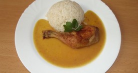 Pečené kuře na šafránu, dušená rýže